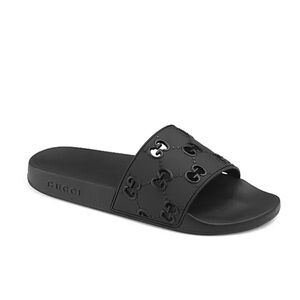 Gucci Women's Black Logo Slide Sandals